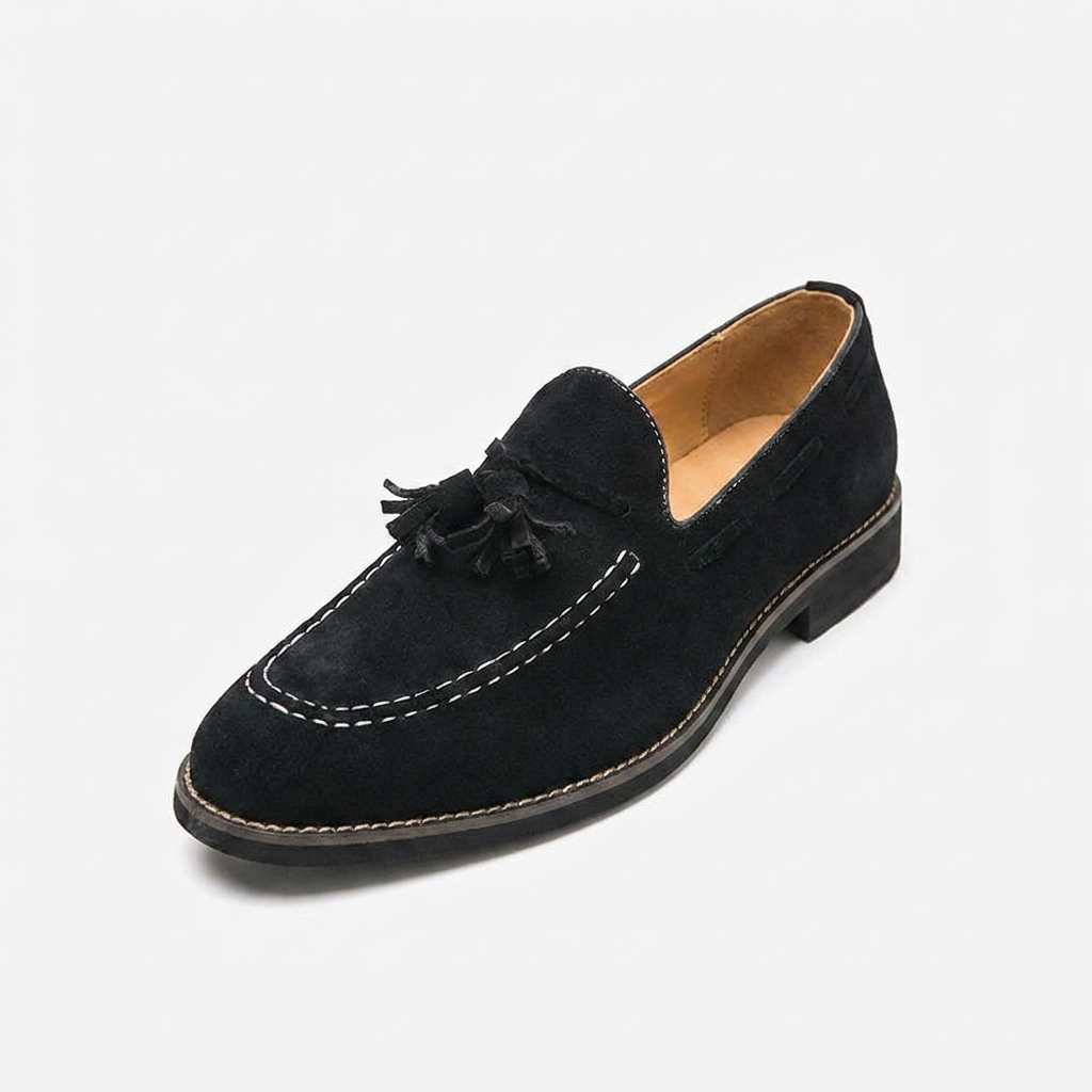 Mocassins à pampilles en daim pour homme avec surpiqûres contrastées 4