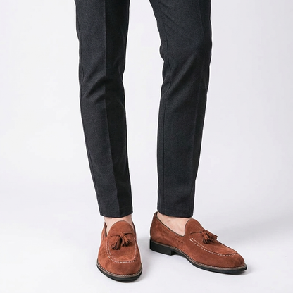 Mocassins à pampilles en daim pour homme avec surpiqûres contrastées 7