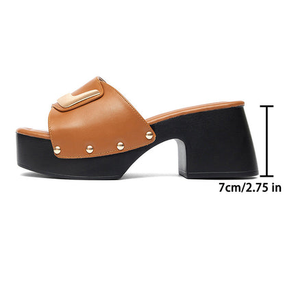 Mules à plateforme pour femme avec talon bloc et détail métallique 7
