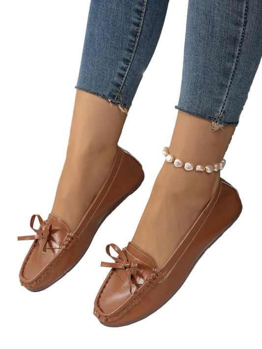 Mocassins Sans Lacets avec Nœud et Surpiqûres