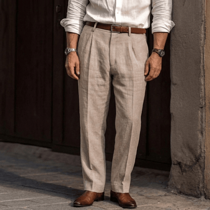 Pantalon à pinces pour homme avec passants de ceinture 4