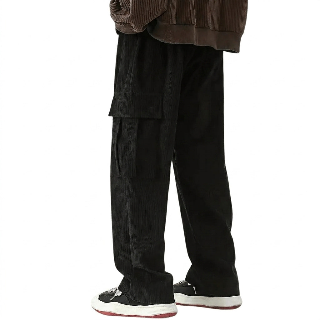 Pantalon cargo large en velours côtelé pour homme 2