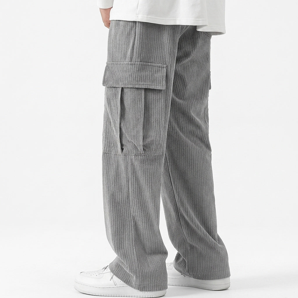 Pantalon cargo large en velours côtelé pour homme 3
