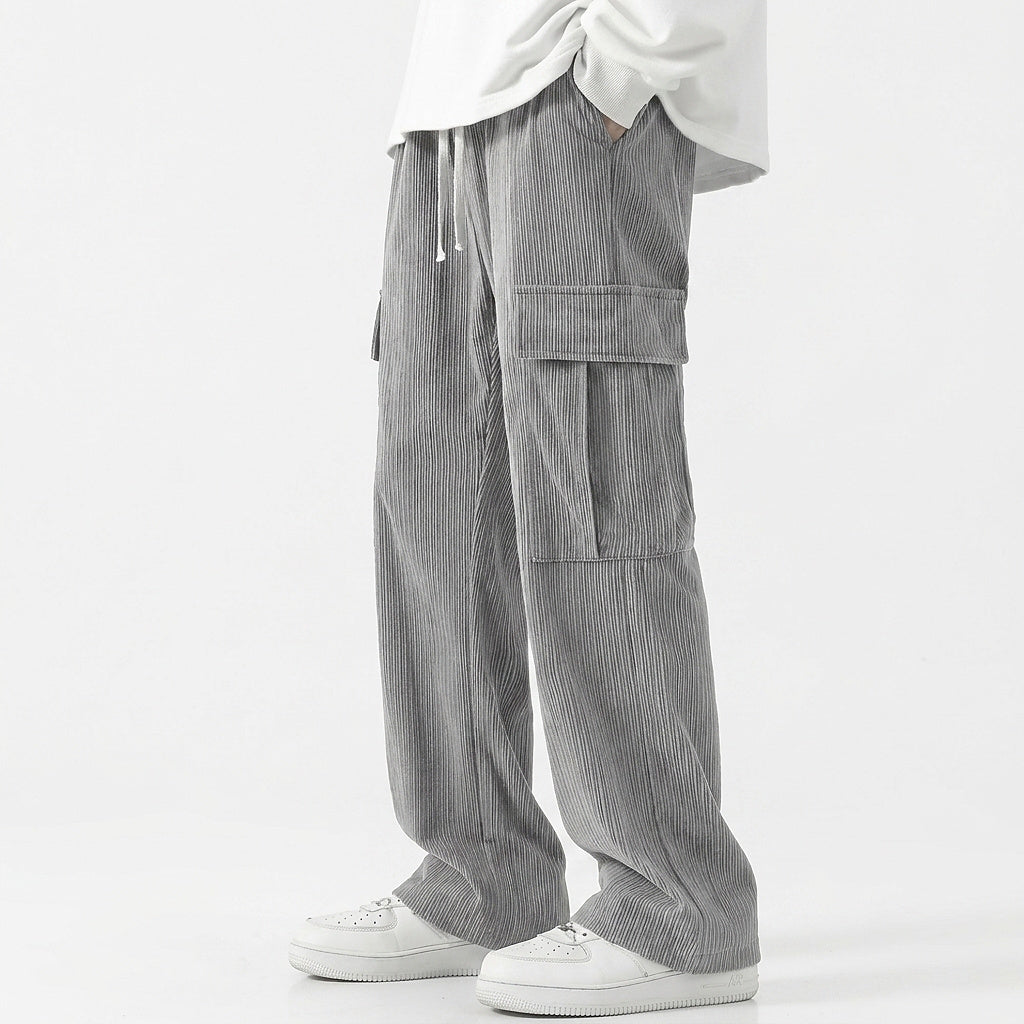 Pantalon cargo large en velours côtelé pour homme 4
