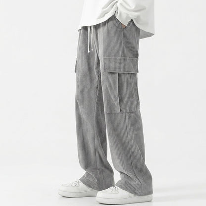 Pantalon cargo large en velours côtelé pour homme 4