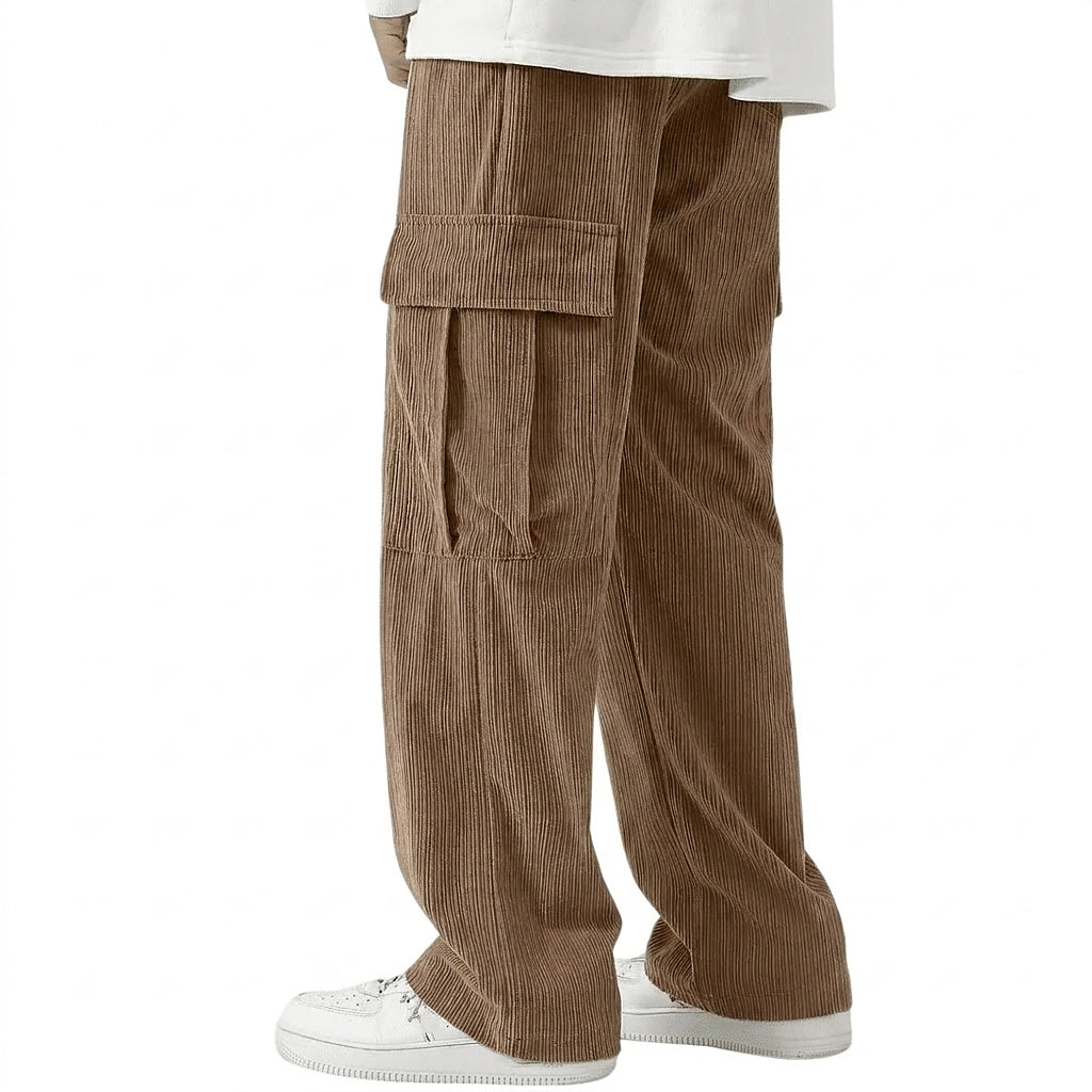 Pantalon cargo large en velours côtelé pour homme 5