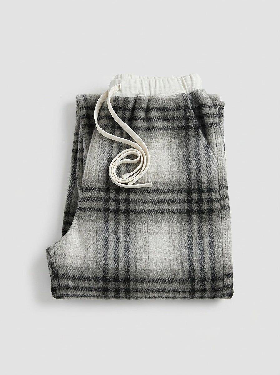 Pantalon de détente large à carreaux pour femme 3