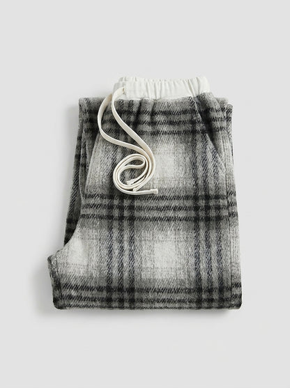 Pantalon de détente large à carreaux pour femme 3