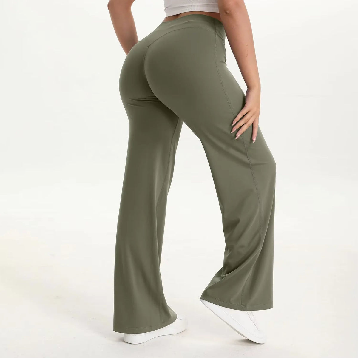 Pantalon de yoga taille haute à jambes larges pour femme 10