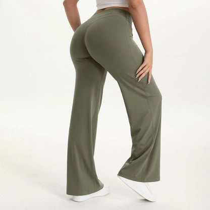 Pantalon de yoga taille haute à jambes larges pour femme 10