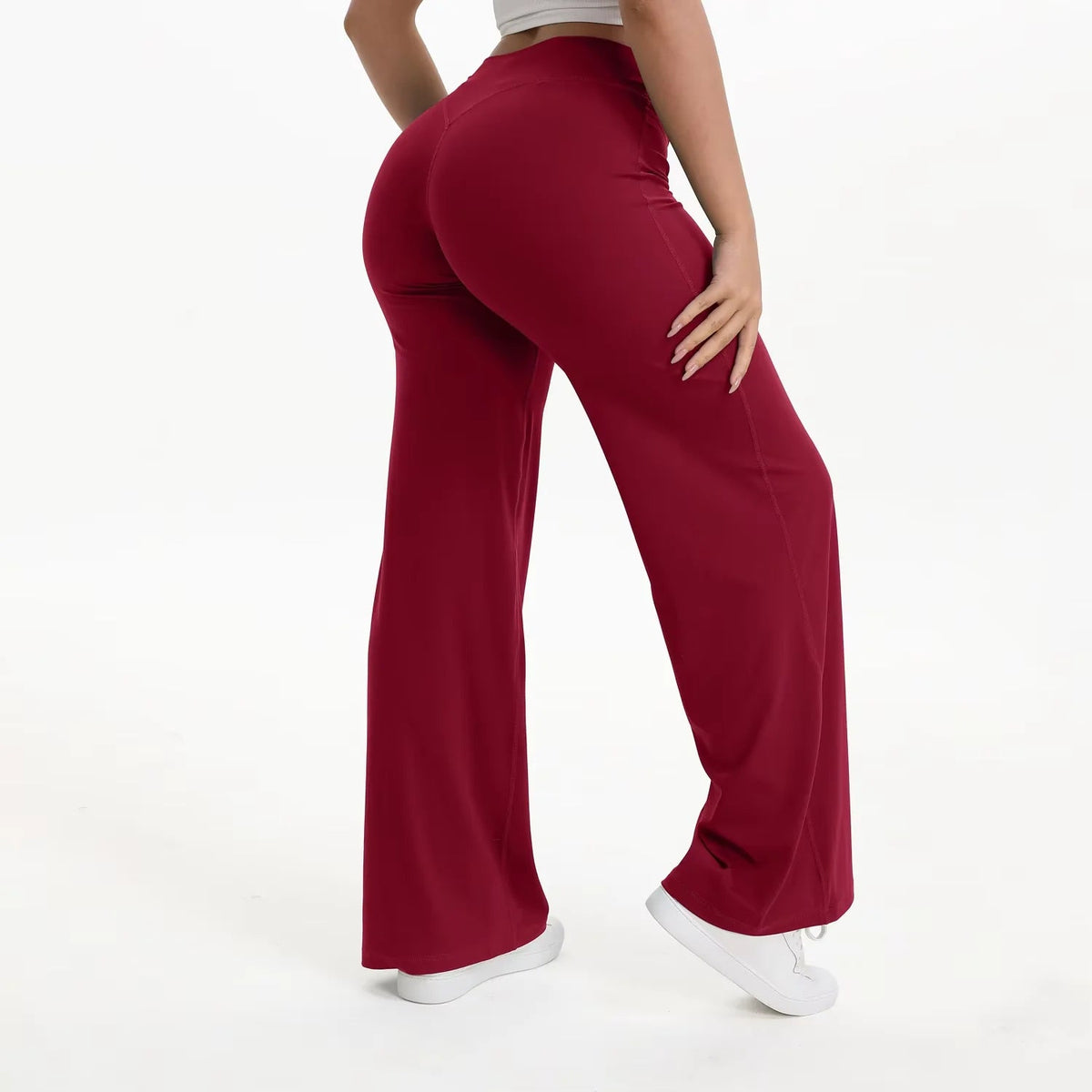 Pantalon de yoga taille haute à jambes larges pour femme 14