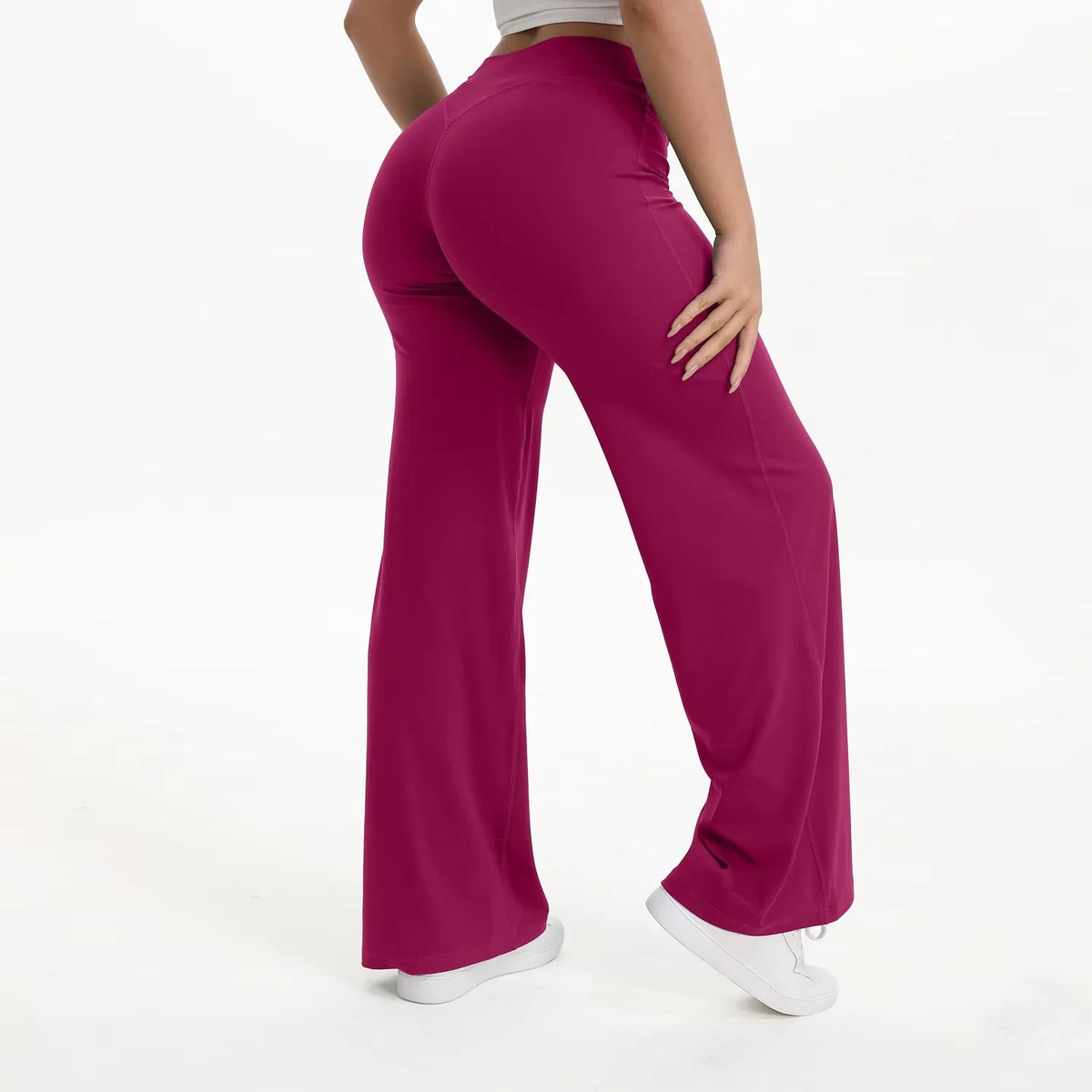 Pantalon de yoga taille haute à jambes larges pour femme 15
