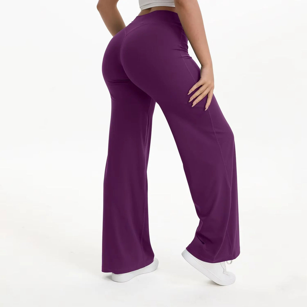 Pantalon de yoga taille haute à jambes larges pour femme 16