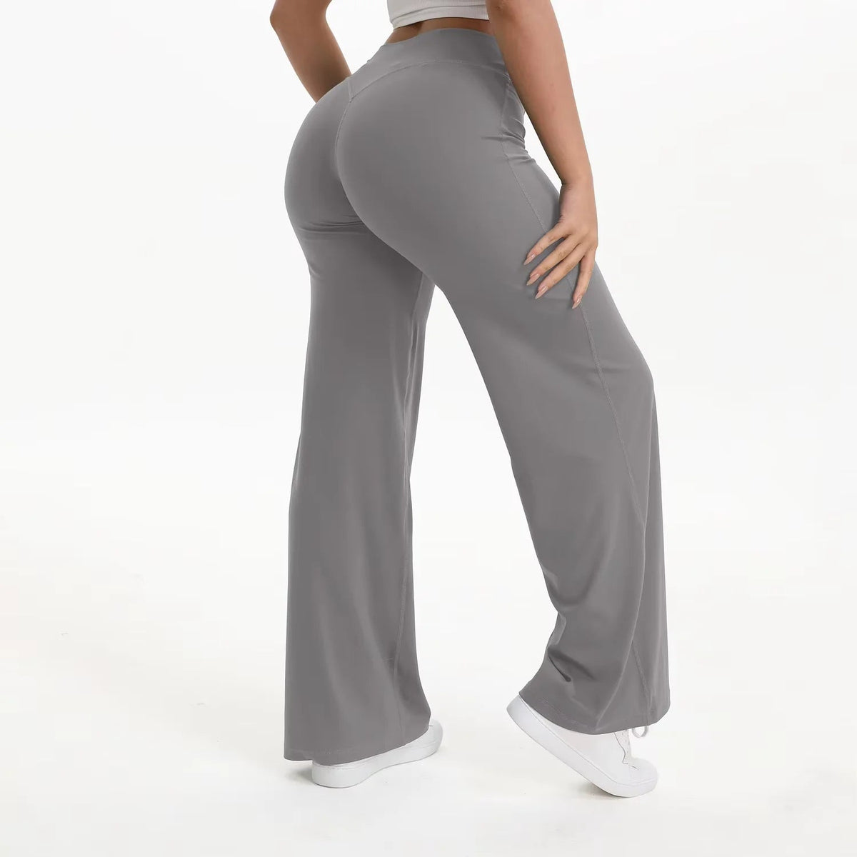 Pantalon de yoga taille haute à jambes larges pour femme 17