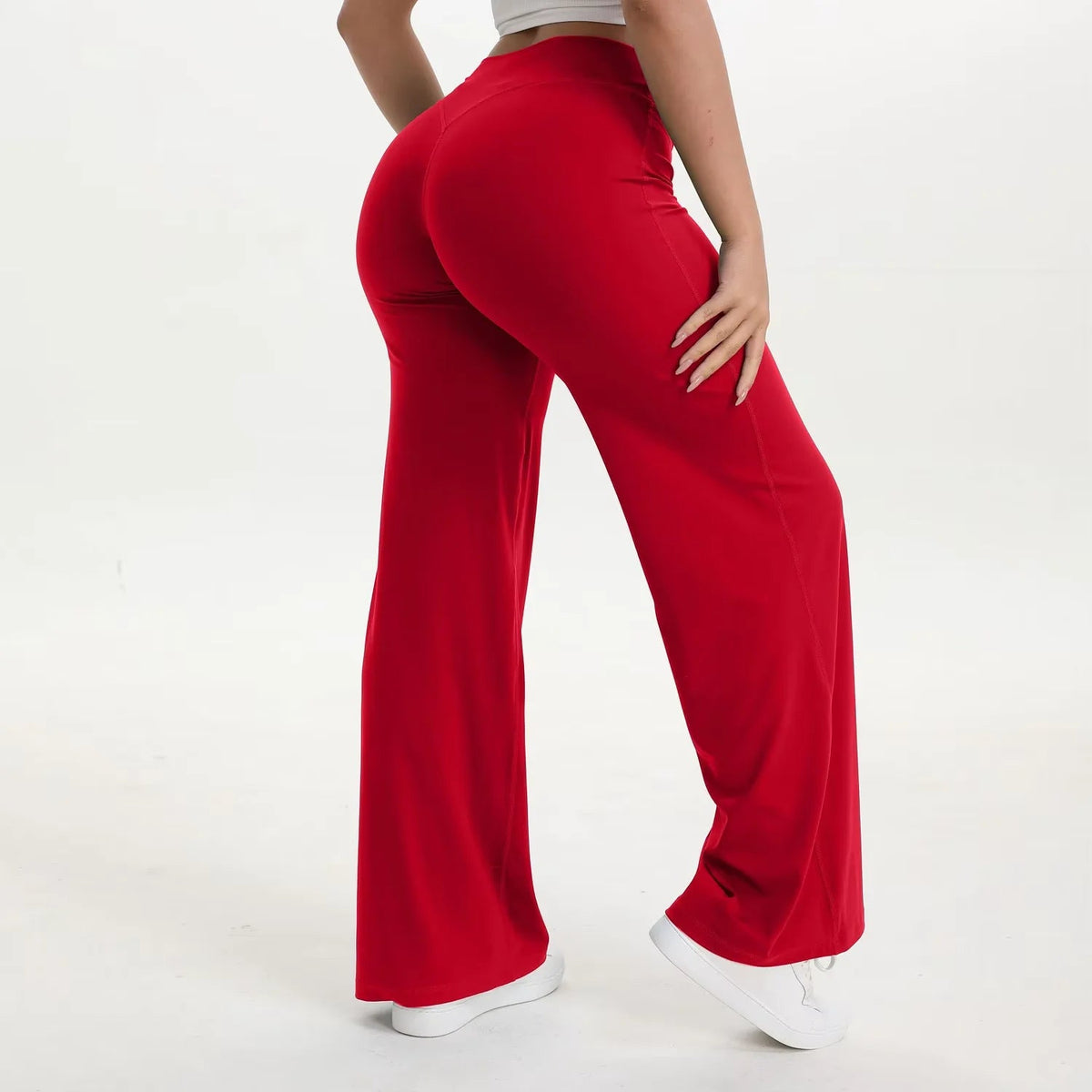 Pantalon de yoga taille haute à jambes larges pour femme 18