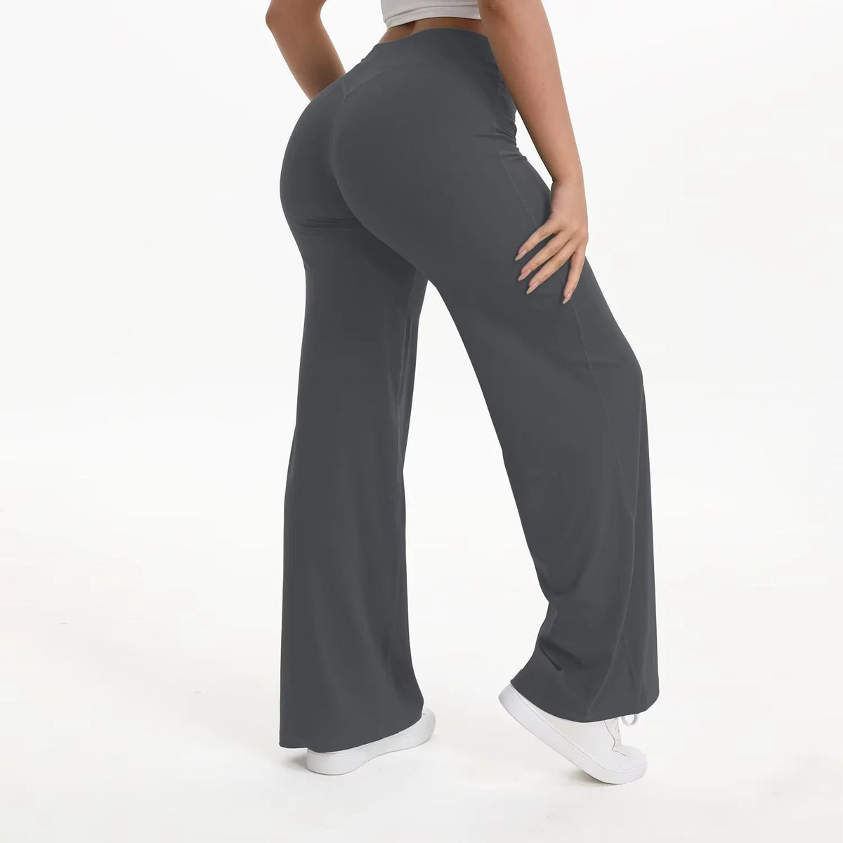 Pantalon de yoga taille haute à jambes larges pour femme 19