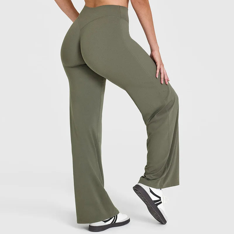 Pantalon de yoga taille haute à jambes larges pour femme 4