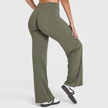 Pantalon de yoga taille haute à jambes larges pour femme 4