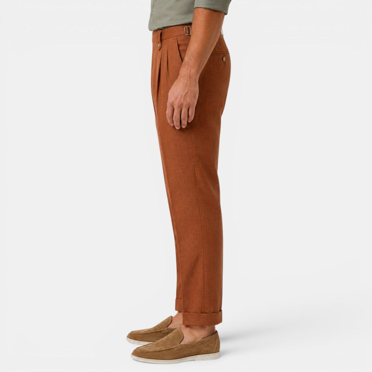 Pantalon droit en lin pour homme avec plis 2
