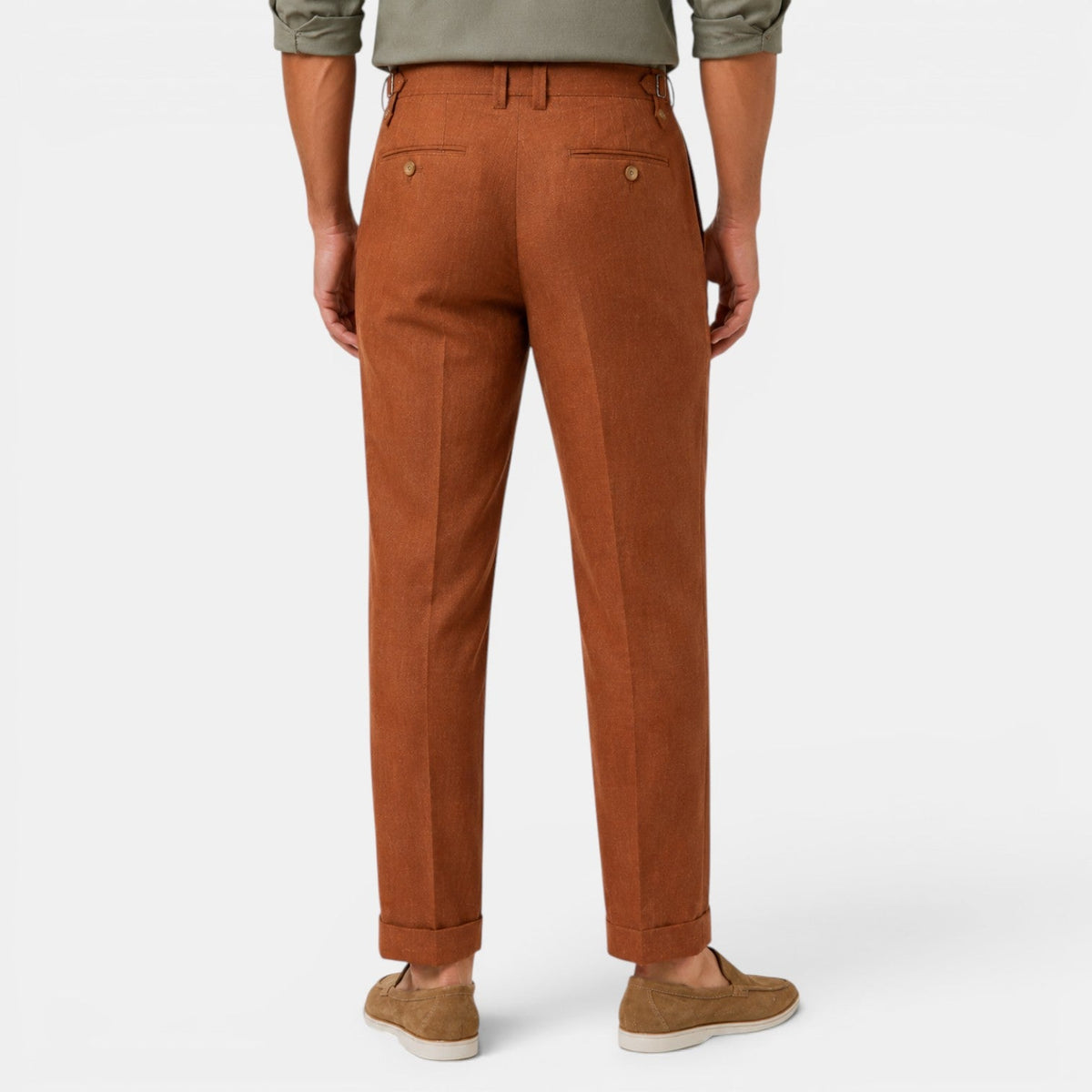 Pantalon droit en lin pour homme avec plis 3