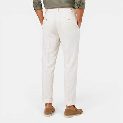 Pantalon droit en lin pour homme avec plis 6