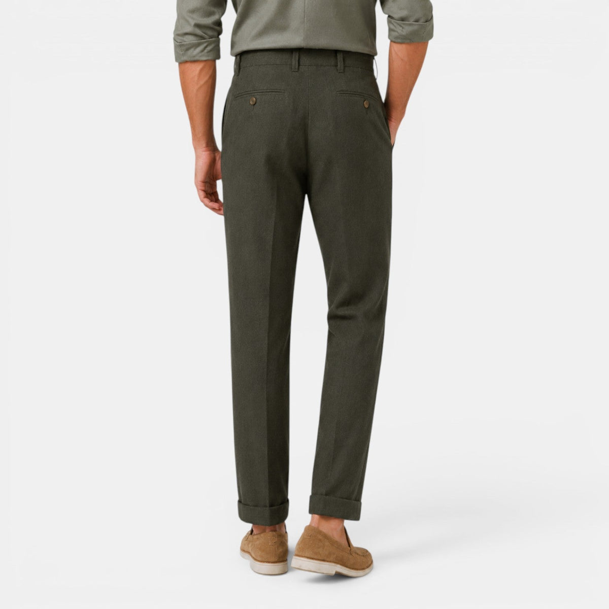 Pantalon droit en lin pour homme avec plis 9