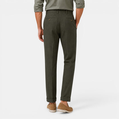 Pantalon droit en lin pour homme avec plis 9