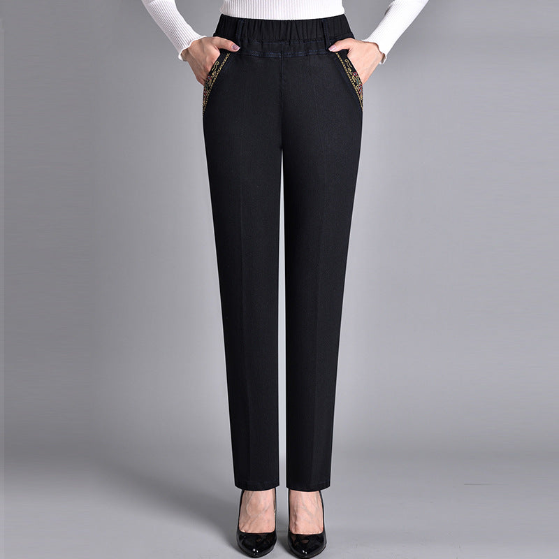 Pantalon droit pour femme avec taille élastique 2