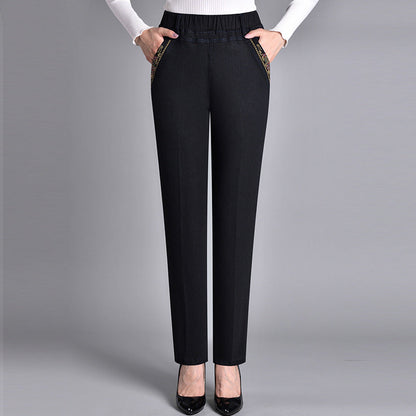 Pantalon droit pour femme avec taille élastique 2