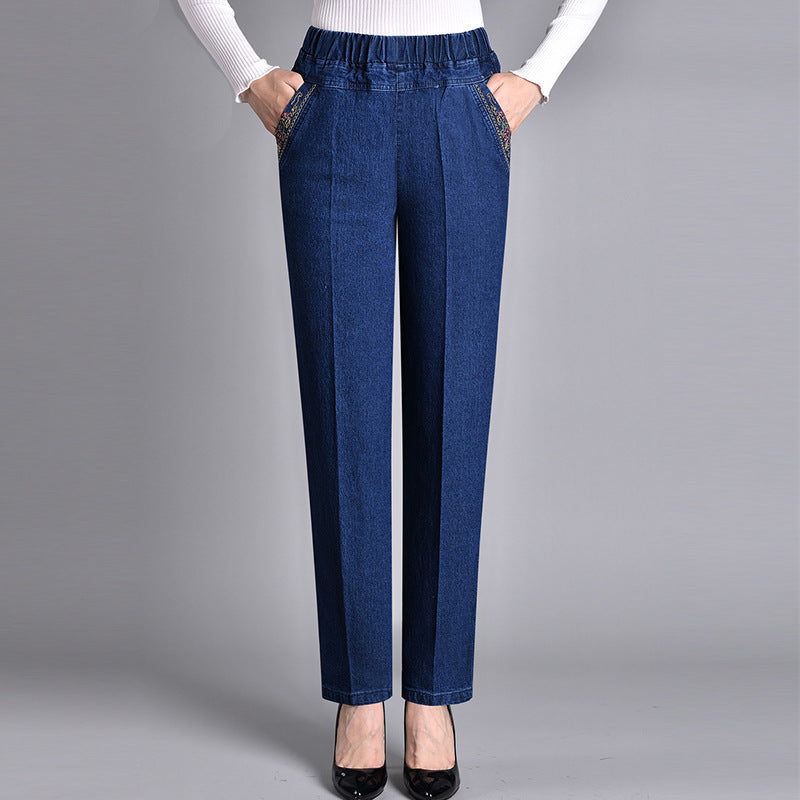 Pantalon droit pour femme avec taille élastique 3