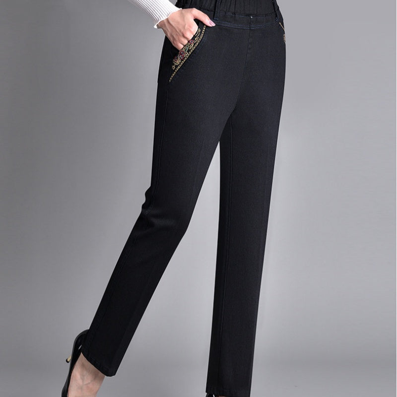 Pantalon droit pour femme avec taille élastique 5