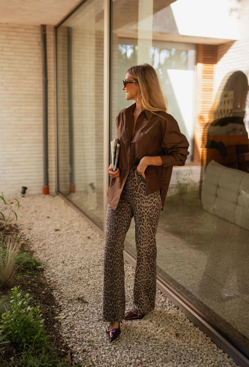 Pantalon large à imprimé léopard pour femme 6