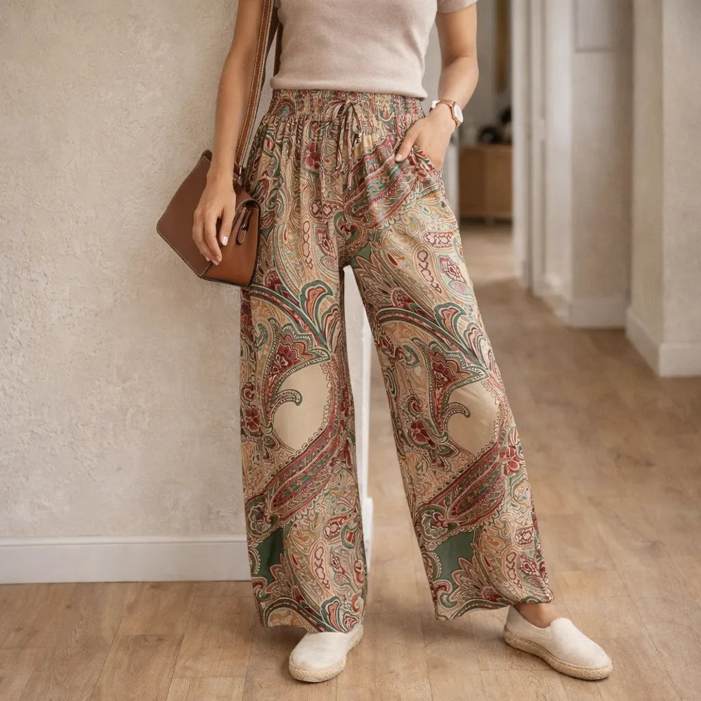 Pantalon large pour femme à imprimé cachemire 3
