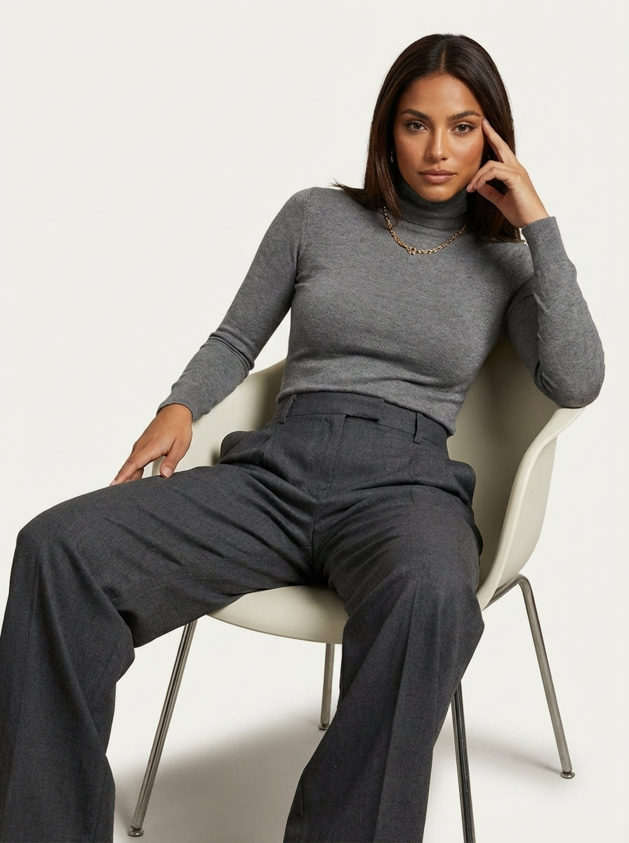Pantalon large taille haute pour femme 4