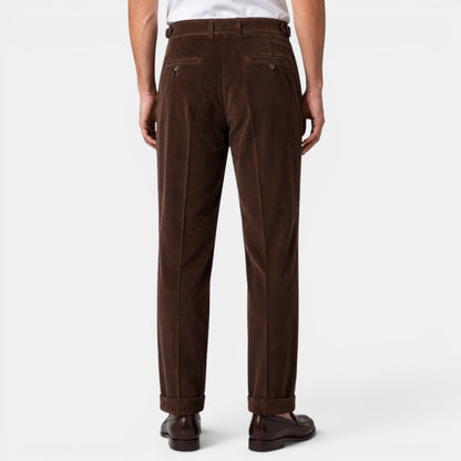 Pantalon plissé en velours côtelé pour homme avec ourlets à revers 10