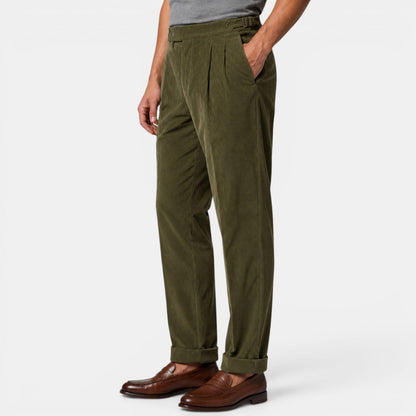 Pantalon plissé en velours côtelé pour homme avec ourlets à revers 11
