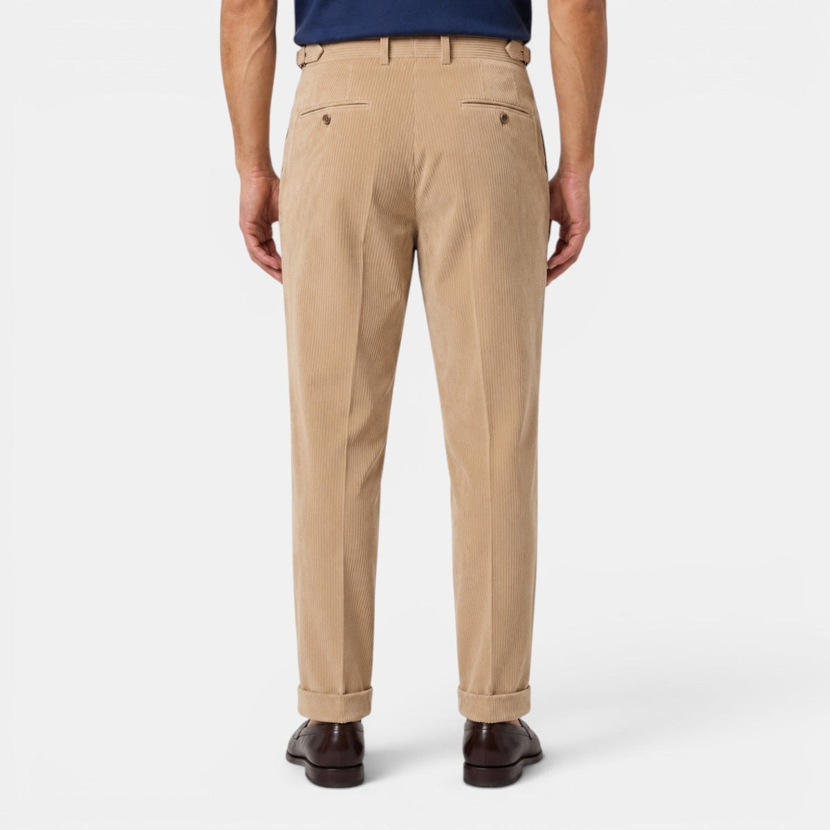 Pantalon plissé en velours côtelé pour homme avec ourlets à revers 6