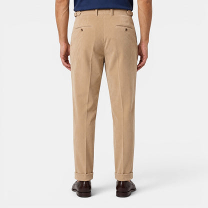 Pantalon plissé en velours côtelé pour homme avec ourlets à revers 6