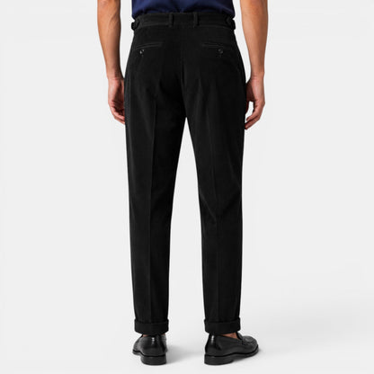 Pantalon plissé en velours côtelé pour homme avec ourlets à revers 8