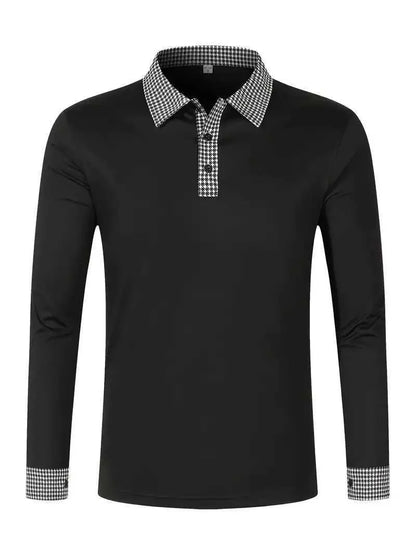 Polo à manches longues pour homme avec col à motifs
