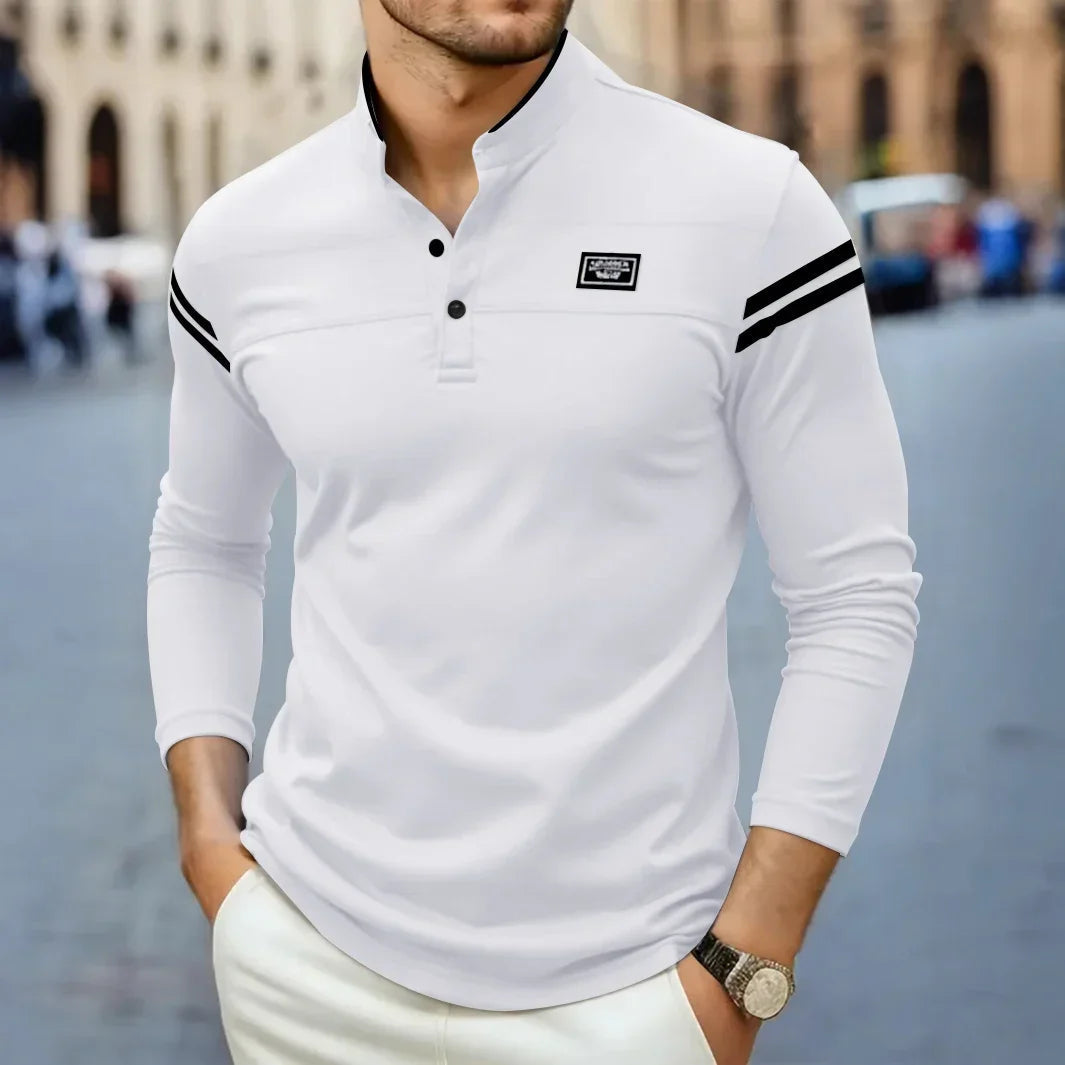 Polo à manches longues pour homme avec col mao 2