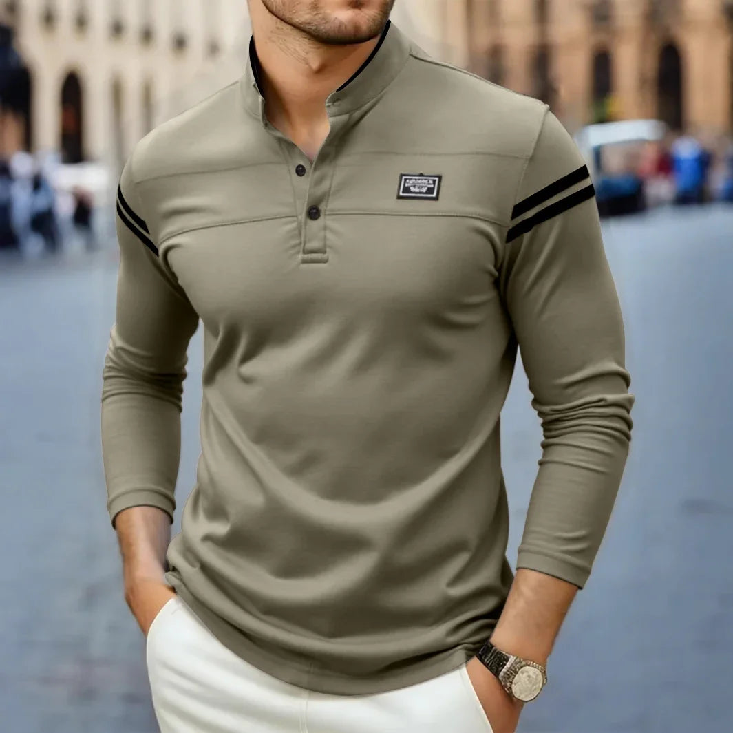 Polo à manches longues pour homme avec col mao 4