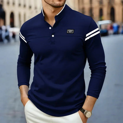 Polo à manches longues pour homme avec col mao 5