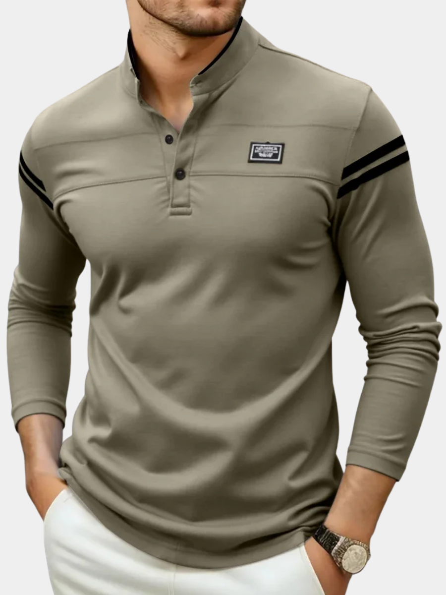Polo à manches longues pour homme avec col mao 6