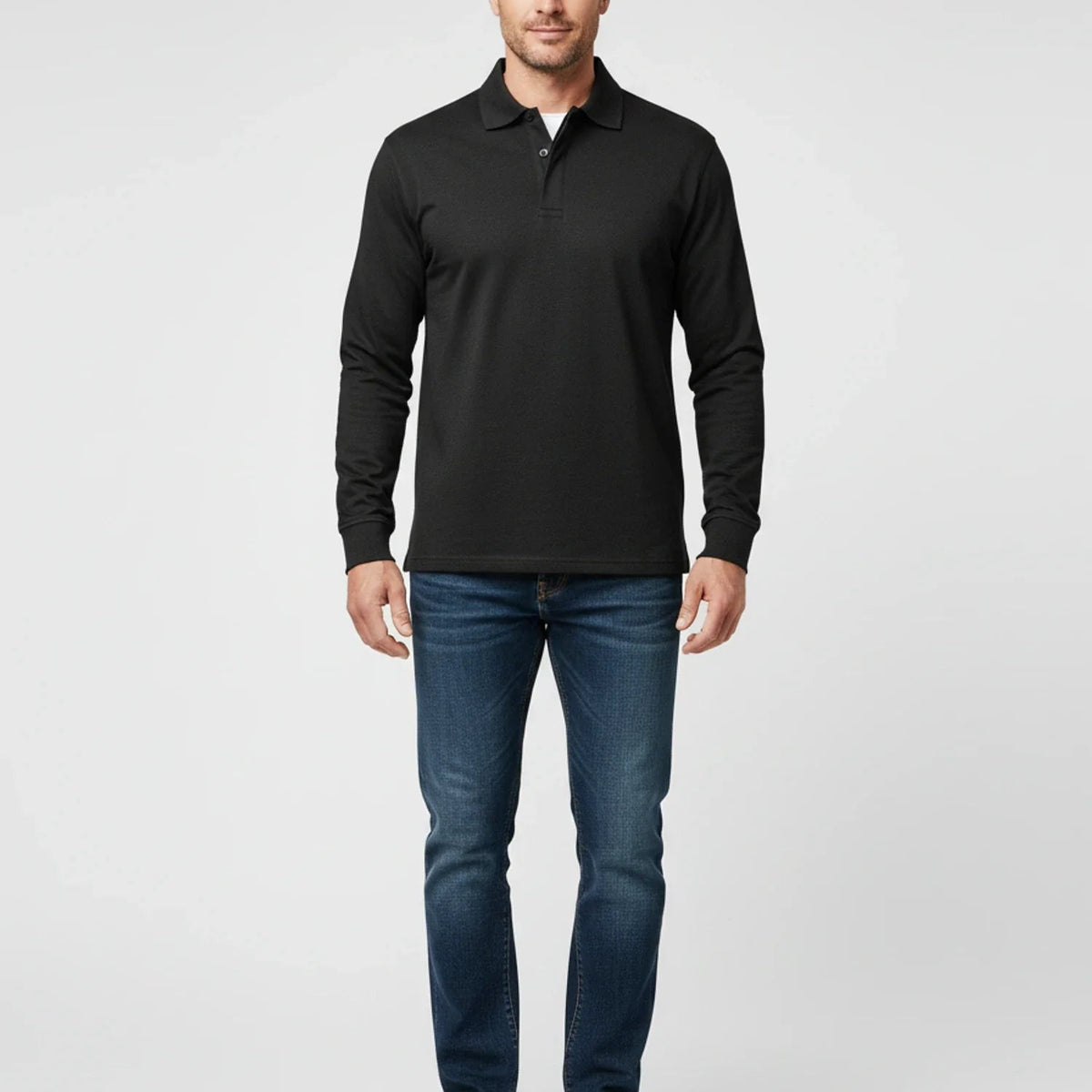 Polo à manches longues pour homme avec patte de boutonnage 10