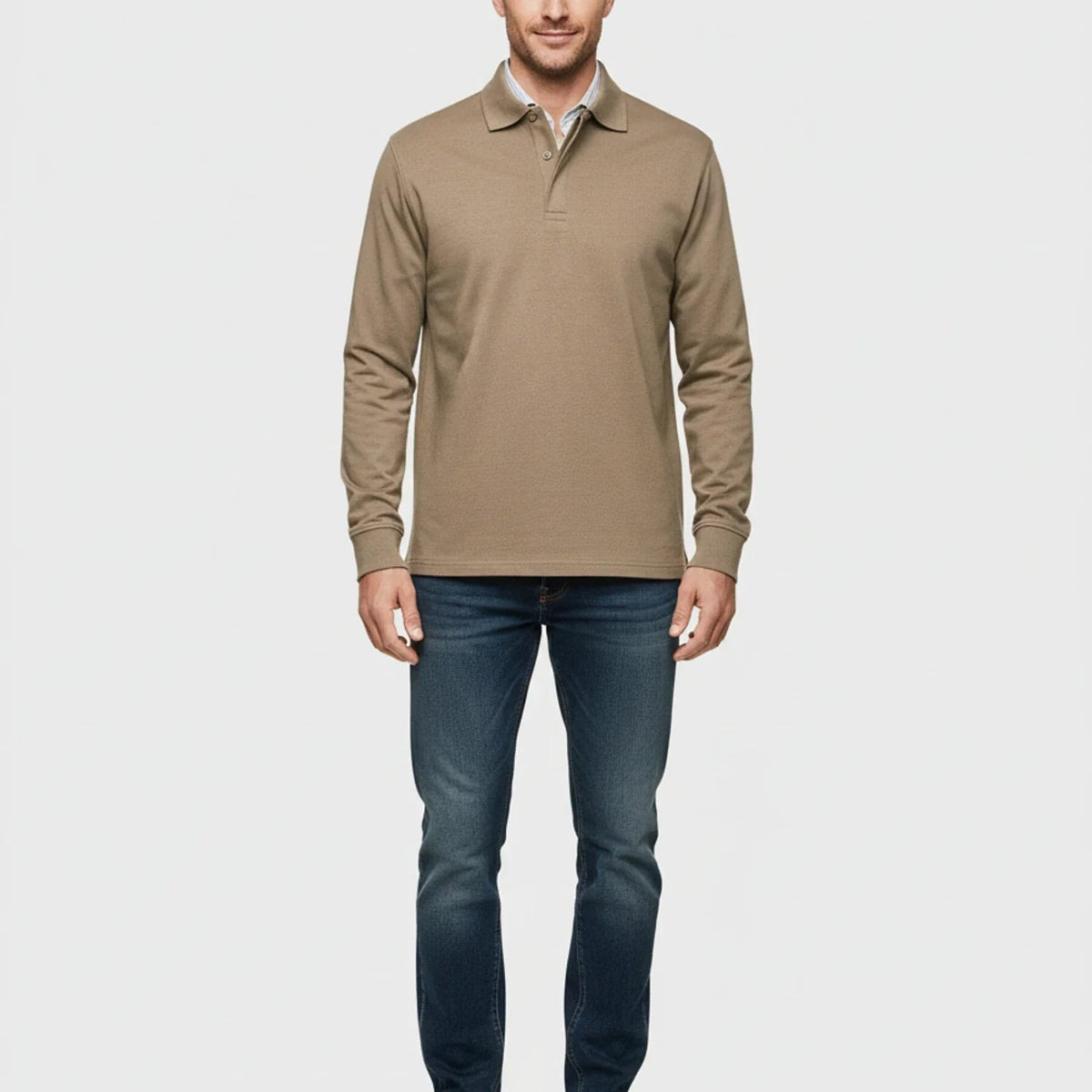 Polo à manches longues pour homme avec patte de boutonnage 11