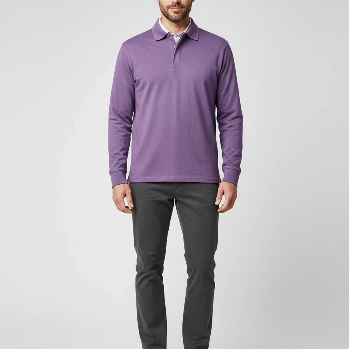 Polo à manches longues pour homme avec patte de boutonnage 12