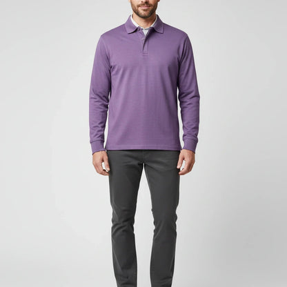 Polo à manches longues pour homme avec patte de boutonnage 12