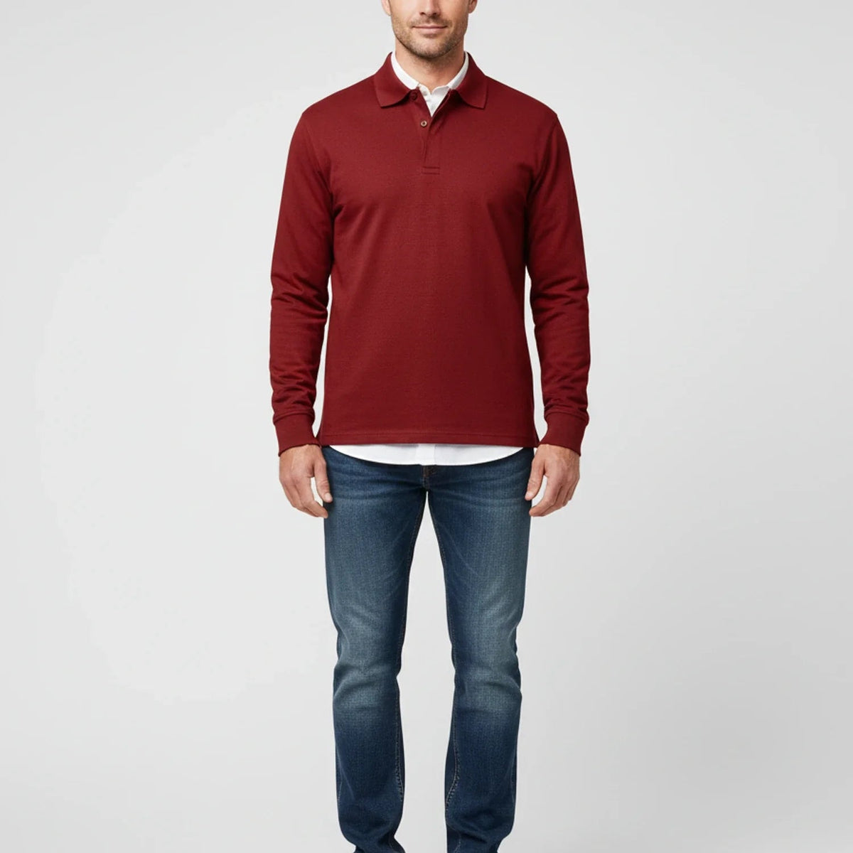 Polo à manches longues pour homme avec patte de boutonnage 14