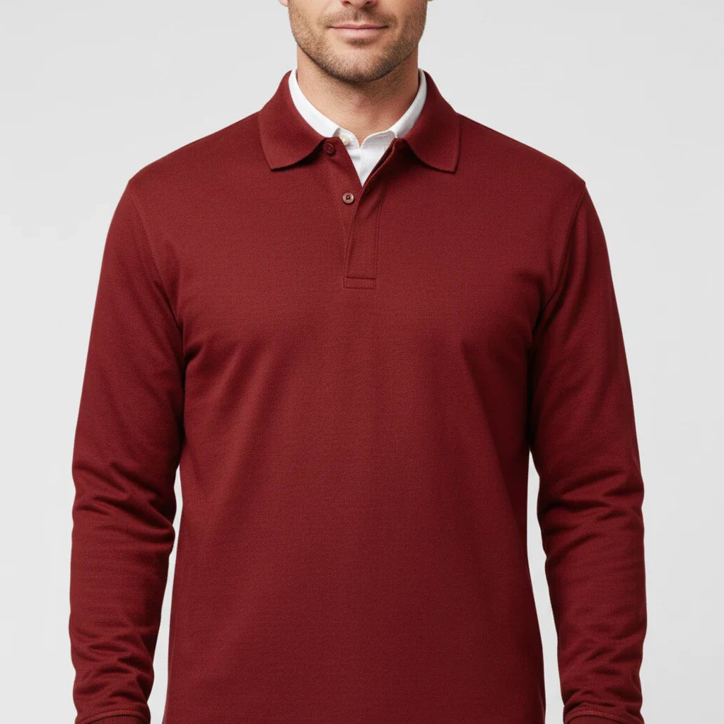 Polo à manches longues pour homme avec patte de boutonnage 7